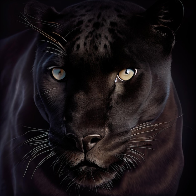 Portrait of a beautiful black panther Portrait of a black jaguar Beautiful black cat