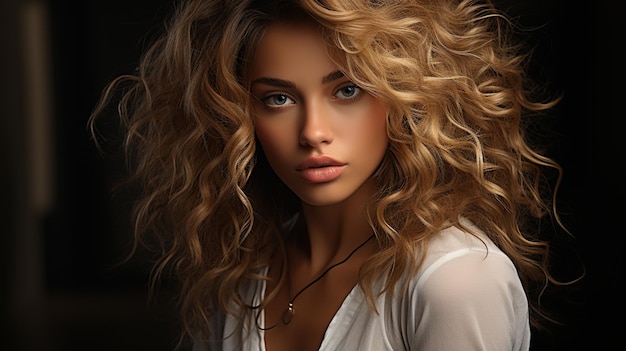 Портрет красивой блондинки, студийное фото