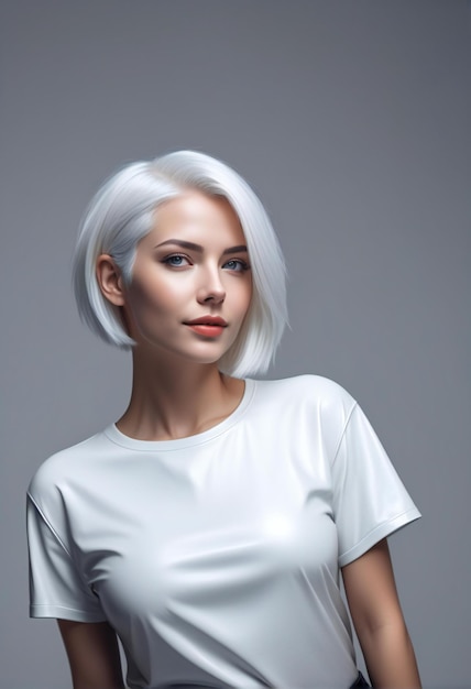 Portrait of a beautiful blonde woman with short hair Beauty fashion