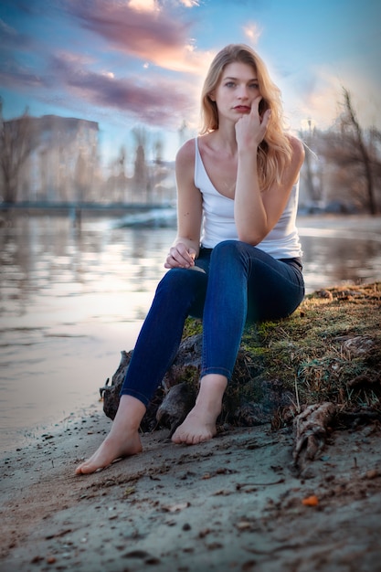 Portrait of a beautiful blonde woman