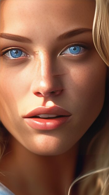 Portrait of a beautiful blue eyed blonde woman Generative AI