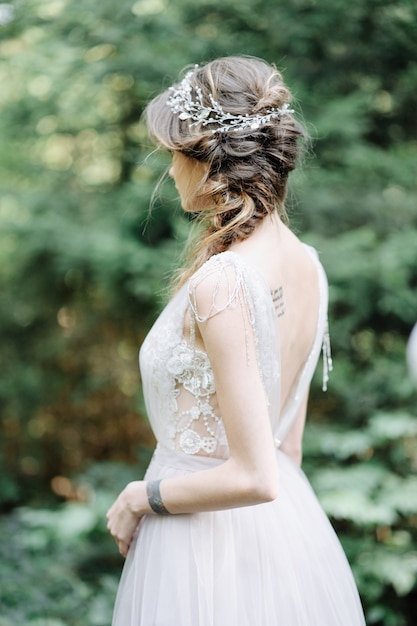 Portrait of a beautiful bride. Wedding Ceremony in Boho Style