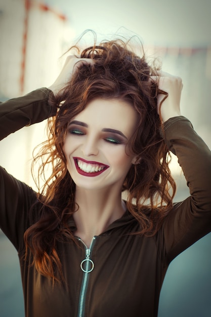 Portrait of a beautiful brown-hair lady