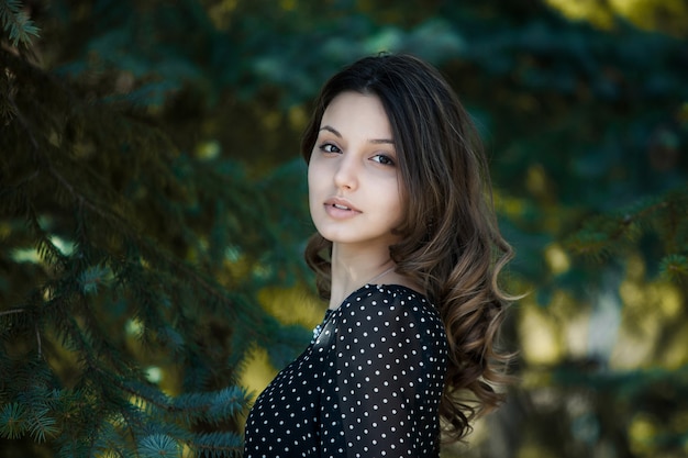 Portrait of a beautiful brunette.Beautiful smiling girl. Attractive Indian young women