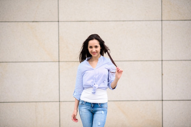 Portrait of a beautiful brunette girl.