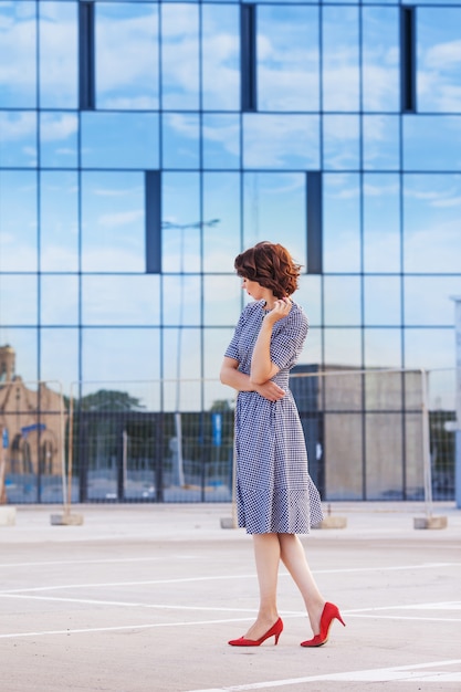 Portrait of a beautiful  business woman outdoor on the city street