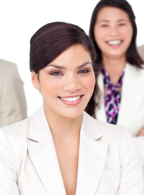 Portrait of a beautiful businesswoman and her team 