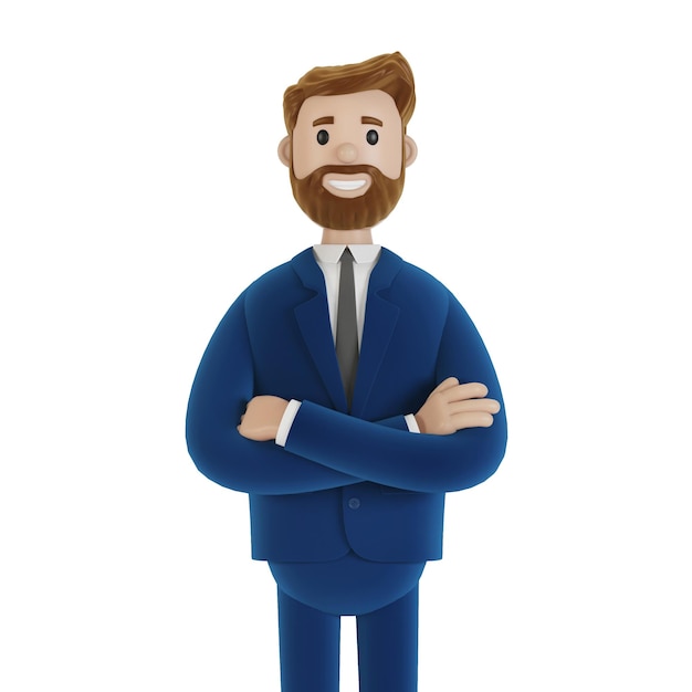 portrait of a beautiful cartoon character in a suit 3d illustration