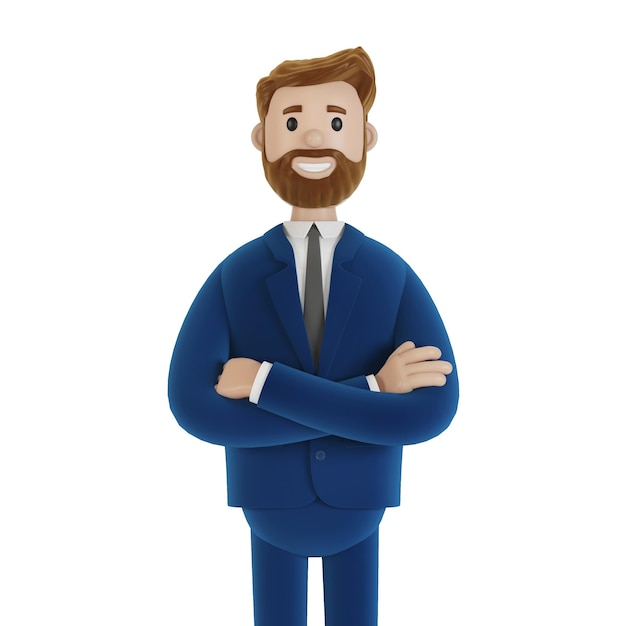 Portrait of a beautiful cartoon character in a suit 3d illustration