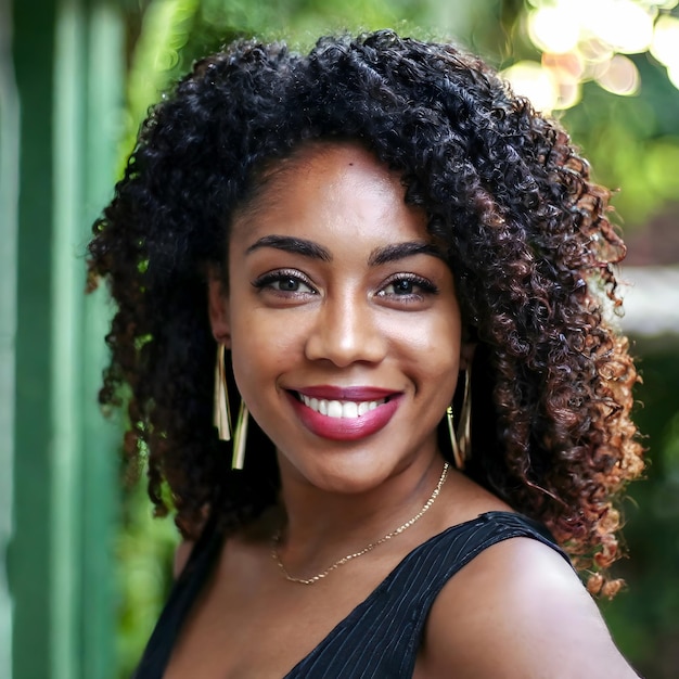 Photo portrait of beautiful central american woman in caribbean city