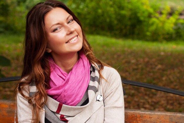 Portrait of beautiful charming smiling woman