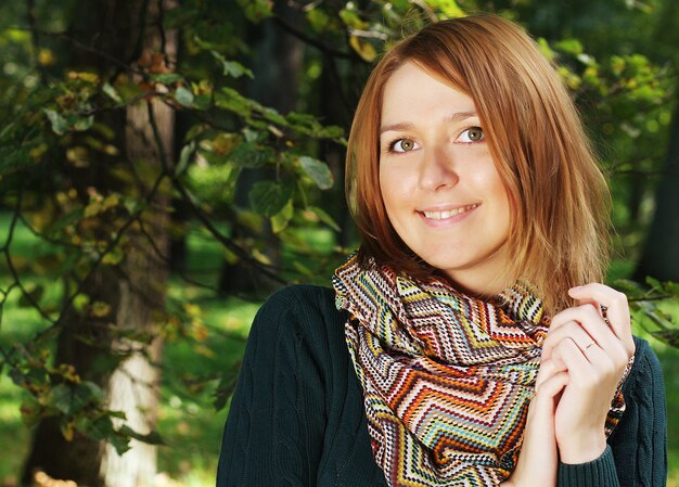 Portrait of beautiful charming smiling woman