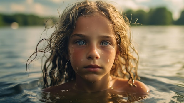 Портрет красивого ребенка с бабочкой на лице концепция природы детства и воображения генеративный ИИ ИИ генерируется