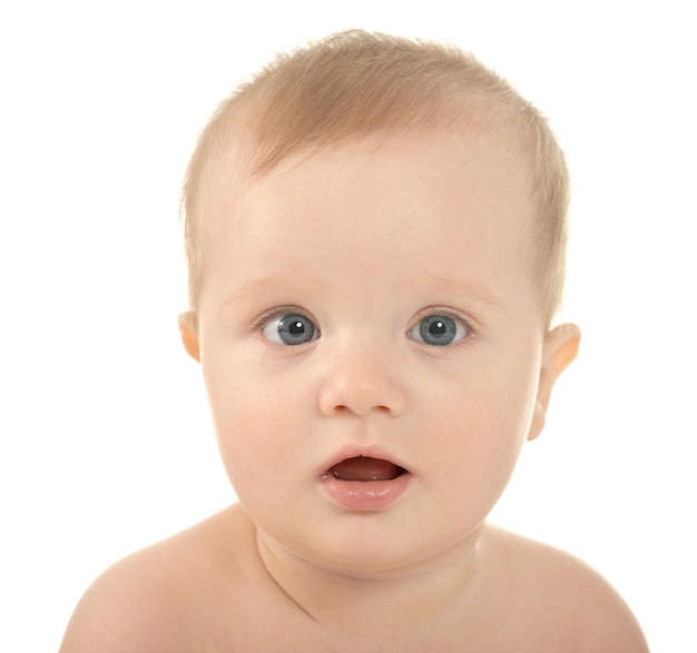 Portrait of a beautiful cute baby on a white background