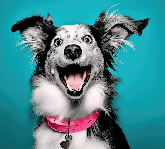 Portrait of Beautiful Cute Border Collie Dog extreme closeup Generative AI