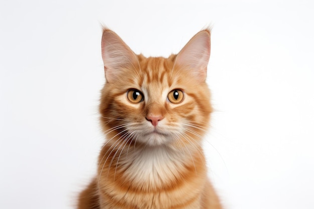 Portrait of a beautiful cute orange cat isolated on white background