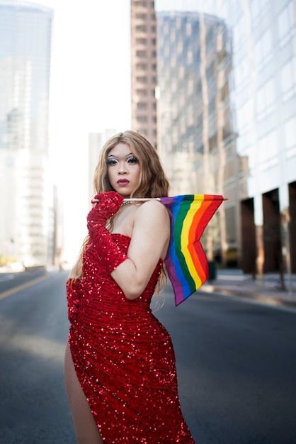 Photo portrait of beautiful drag man