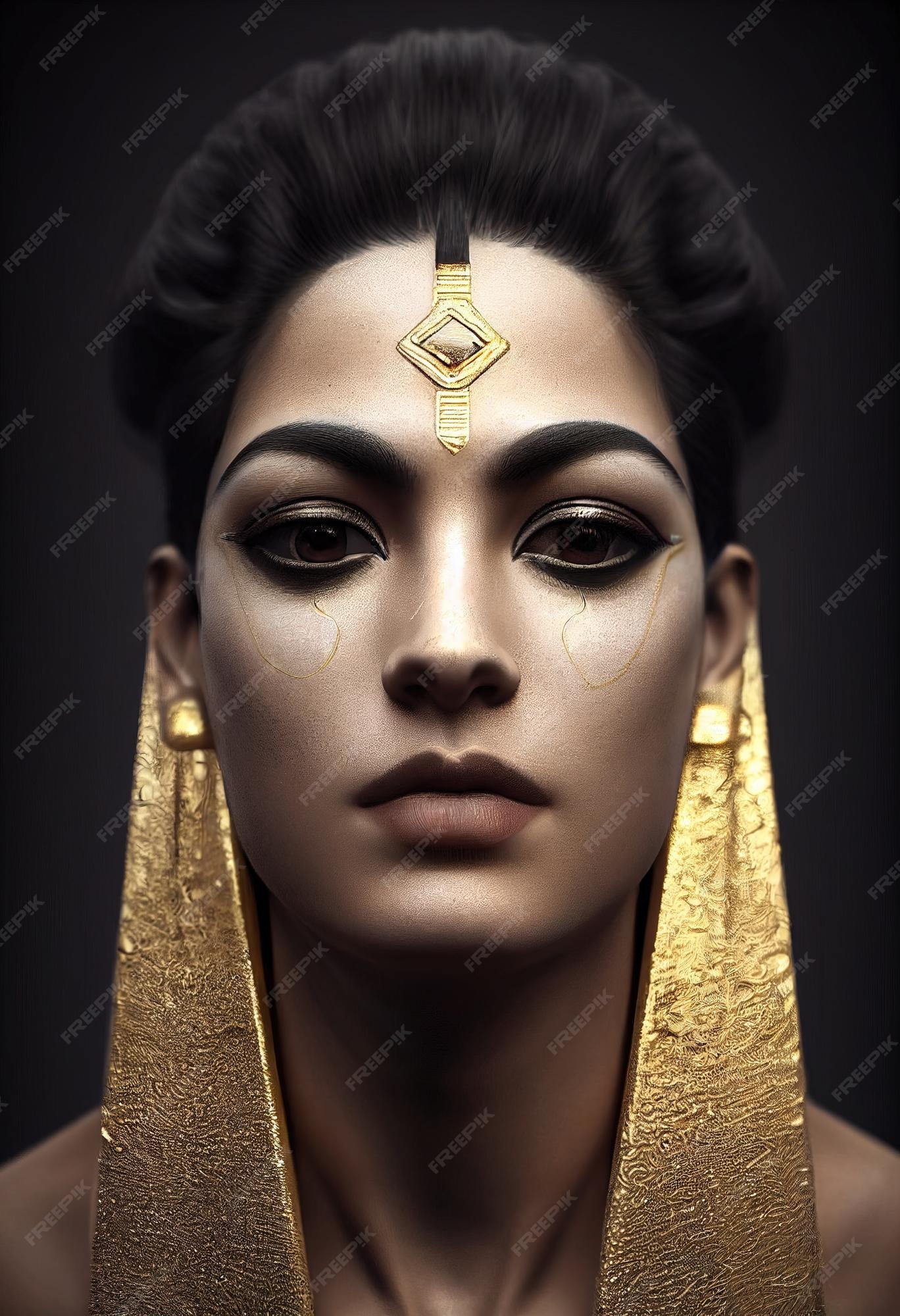 Premium Photo | Portrait of a beautiful egyptian priestess with makeup ...