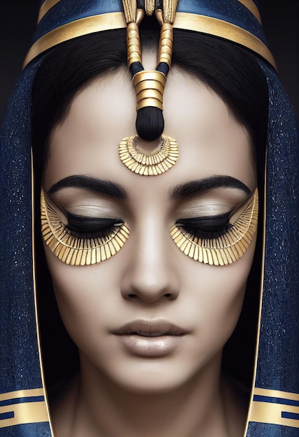 Premium Photo | Portrait of a beautiful egyptian priestess with makeup ...