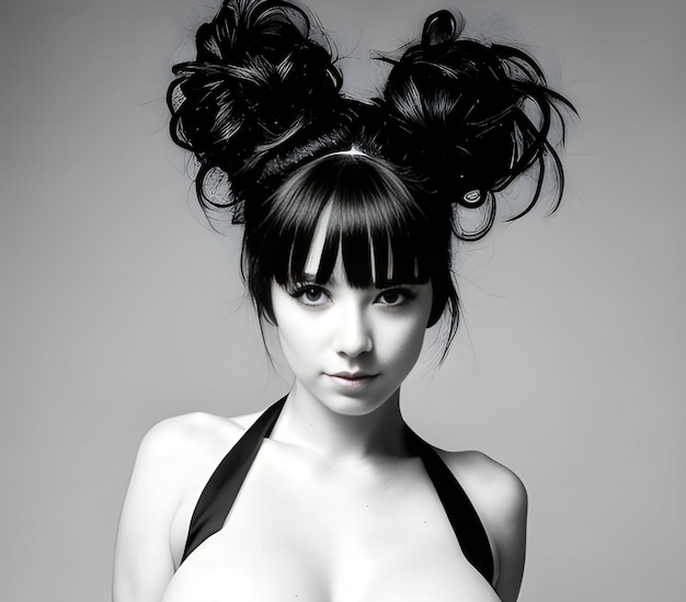 Portrait of a beautiful fashion model with stylish hair style Studio shot
