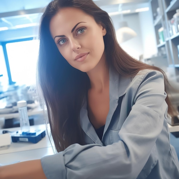 Portrait of a beautiful female scientist in a laboratory