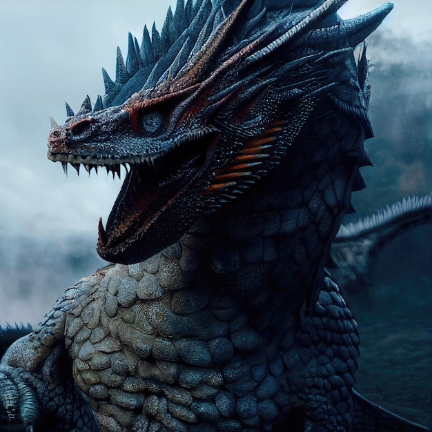 Photo portrait of a beautiful formidable legendary dragon image of an ancient dragon