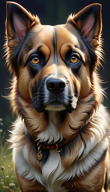 Portrait of a beautiful german shepherd dog on the nature