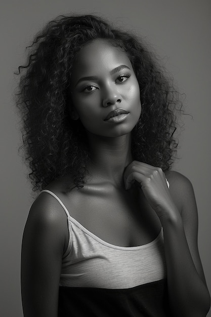 Photo portrait of beautiful girl black and white photo