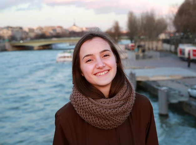 Portrait of beautiful girl in the city