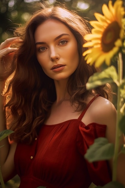 Portrait of beautiful girl in field