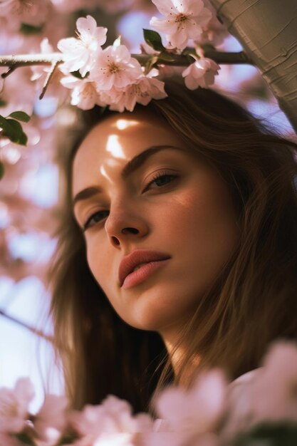 Portrait of beautiful girl in field