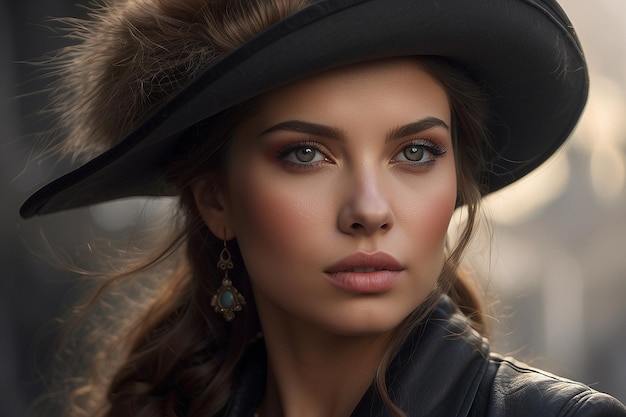 Photo portrait of a beautiful girl from the 1800's