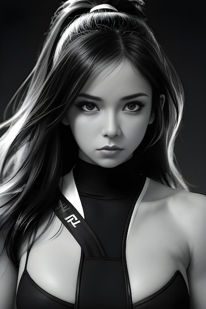 Portrait of a beautiful girl in a futuristic costume