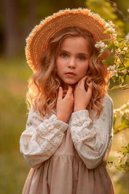 portrait of a beautiful girl in the garden