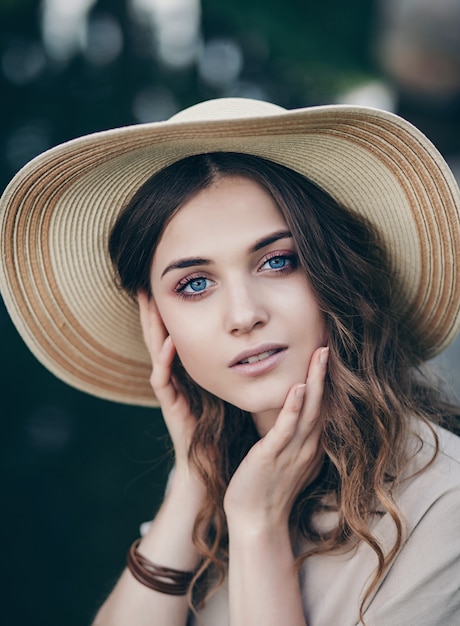 Portrait beautiful girl in a hat