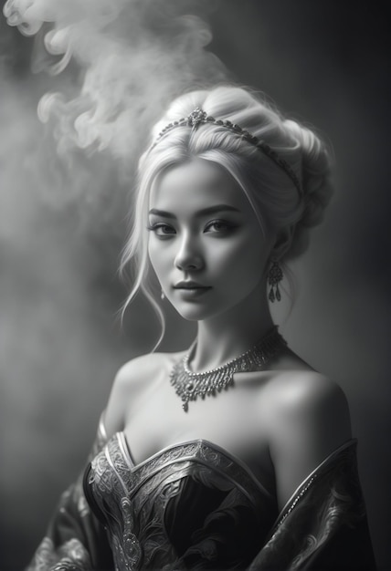 Portrait of a beautiful girl in the image of Snow Queen