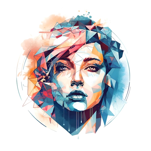 Portrait of a beautiful girl Polygonal portrait of a beautiful woman