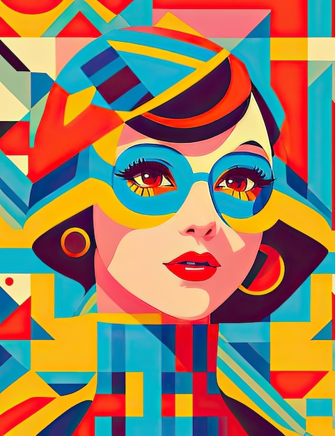 Portrait of a beautiful girl in a pop art style Vector illustration