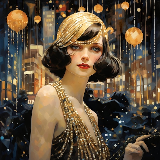 Photo portrait of a beautiful girl in the style of the 1920s