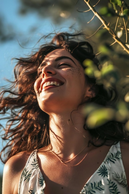 Portrait of a beautiful girl in a white dress on the nature