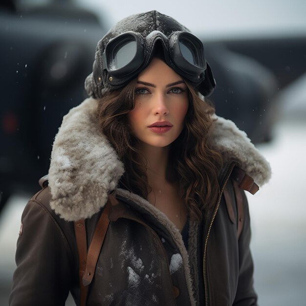 Portrait of a beautiful girl on a winter landscape