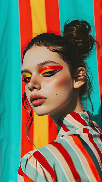 Portrait of a beautiful girl with bright makeup Beauty fashion