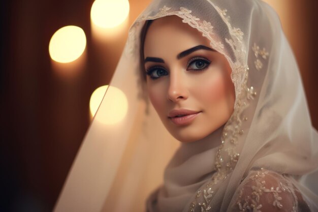 Portrait of a beautiful happy arab bride