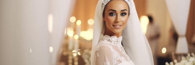 美しい幸せなアラブの花嫁の肖像画