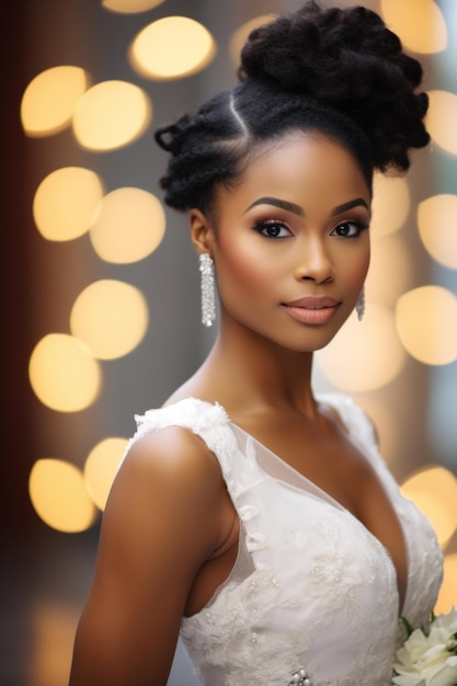 Portrait of beautiful happy bride african american