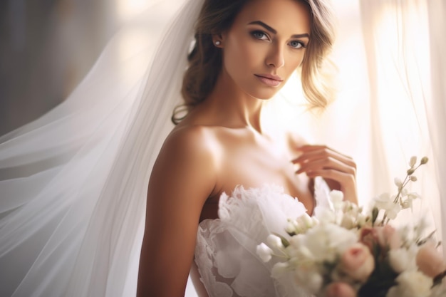 Portrait of a beautiful happy bride