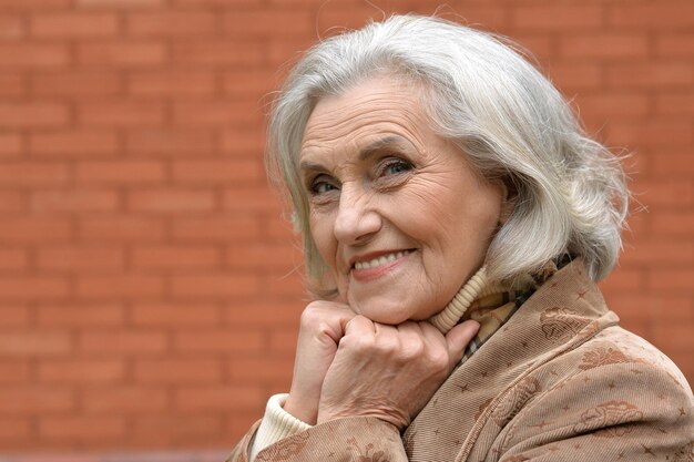 Portrait of a beautiful happy elderly woman