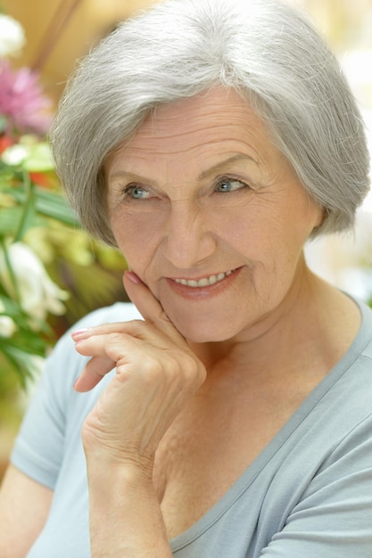 Portrait of a beautiful happy elderly woman