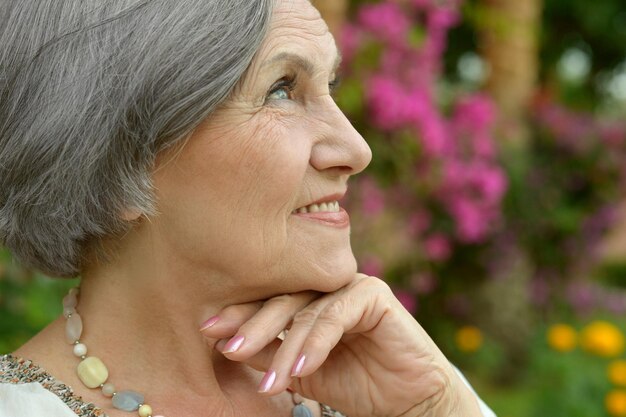 Portrait of a beautiful happy elderly woman