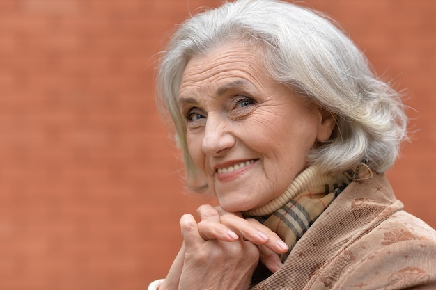 Portrait of a beautiful happy elderly woman